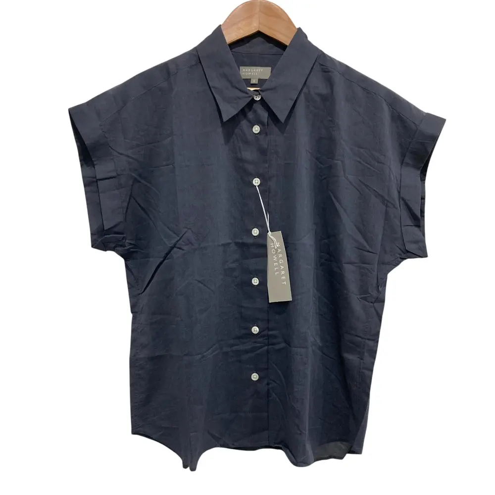 MARGARET HOWELL マーガレットハウエル 半袖 シャツ ブラウス サイズ2 ネイビー系