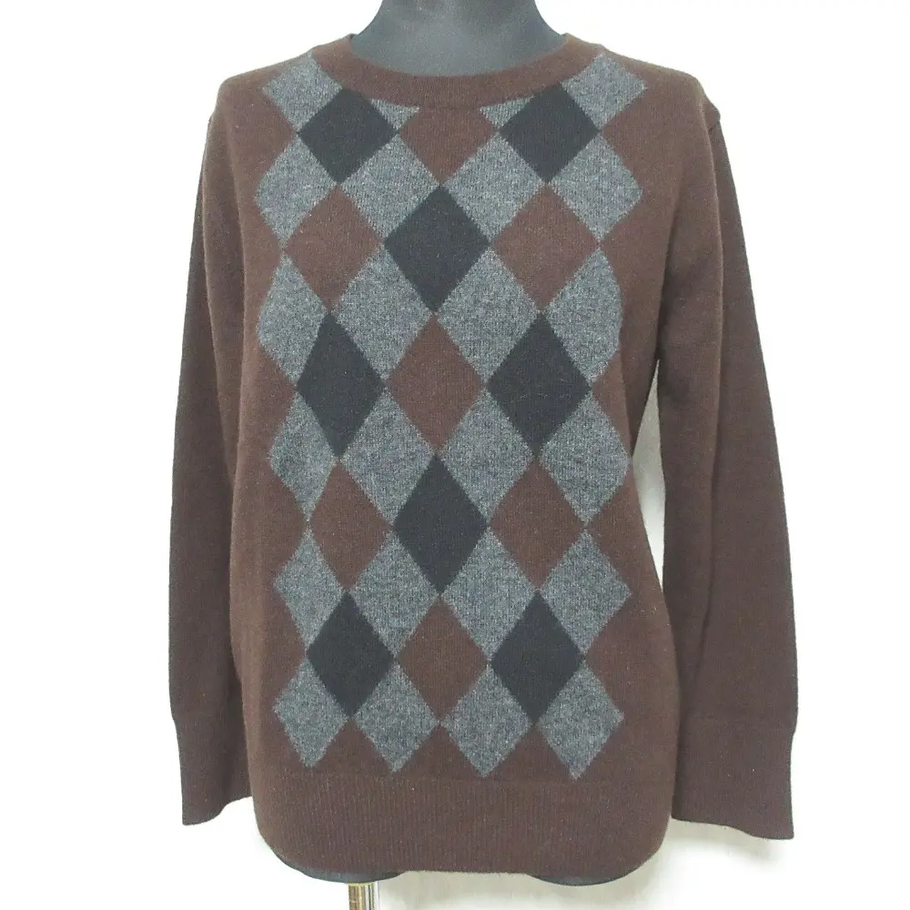 MARGARET HOWELL マーガレットハウエル カシミヤブレンド アーガイルニット セーター 2 ブラウン