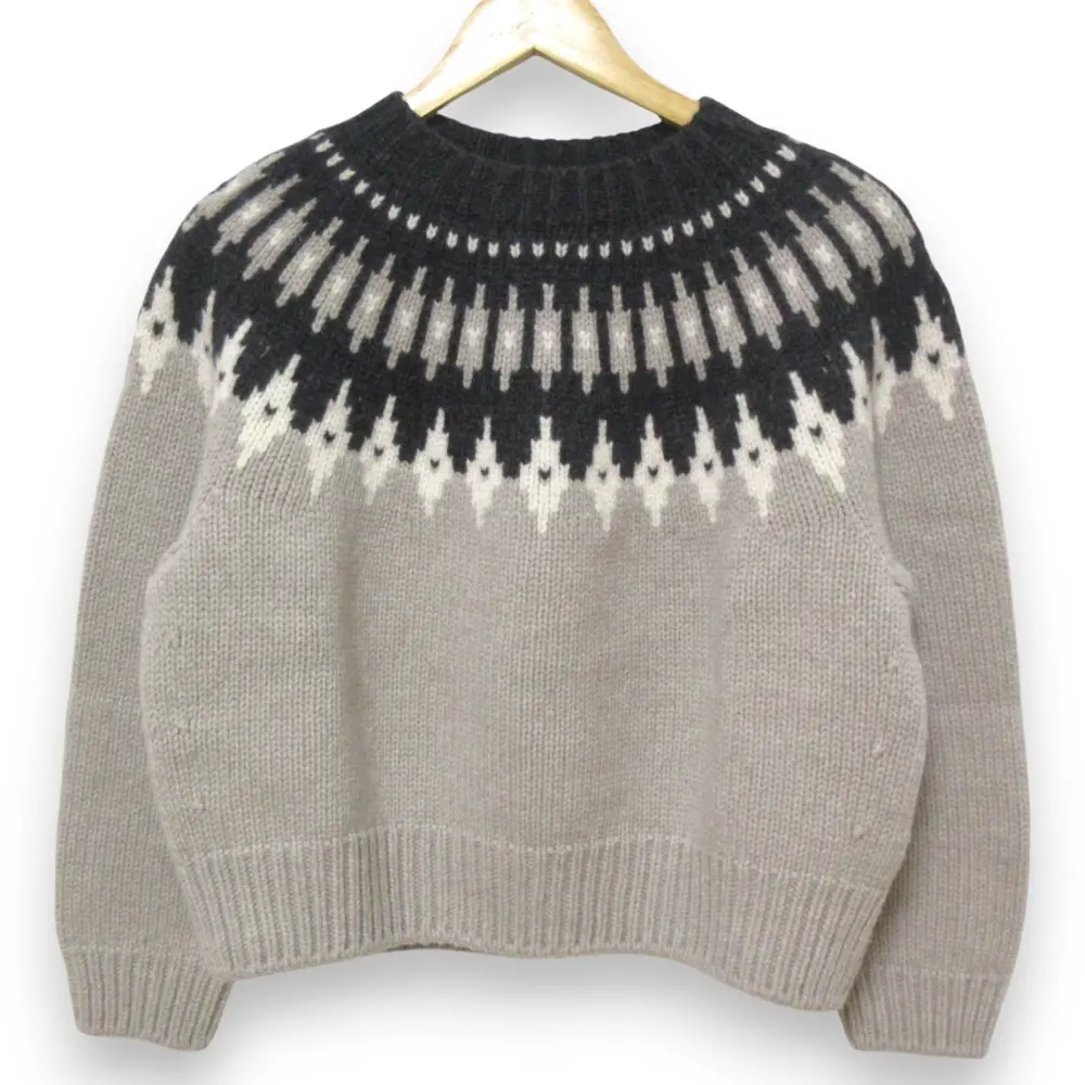 24AW MARGARET HOWELL マーガレットハウエル WOOL CASHMERE SILK FAIRISLE ニット セーター 578-4263010 サイズ2 グレージュ