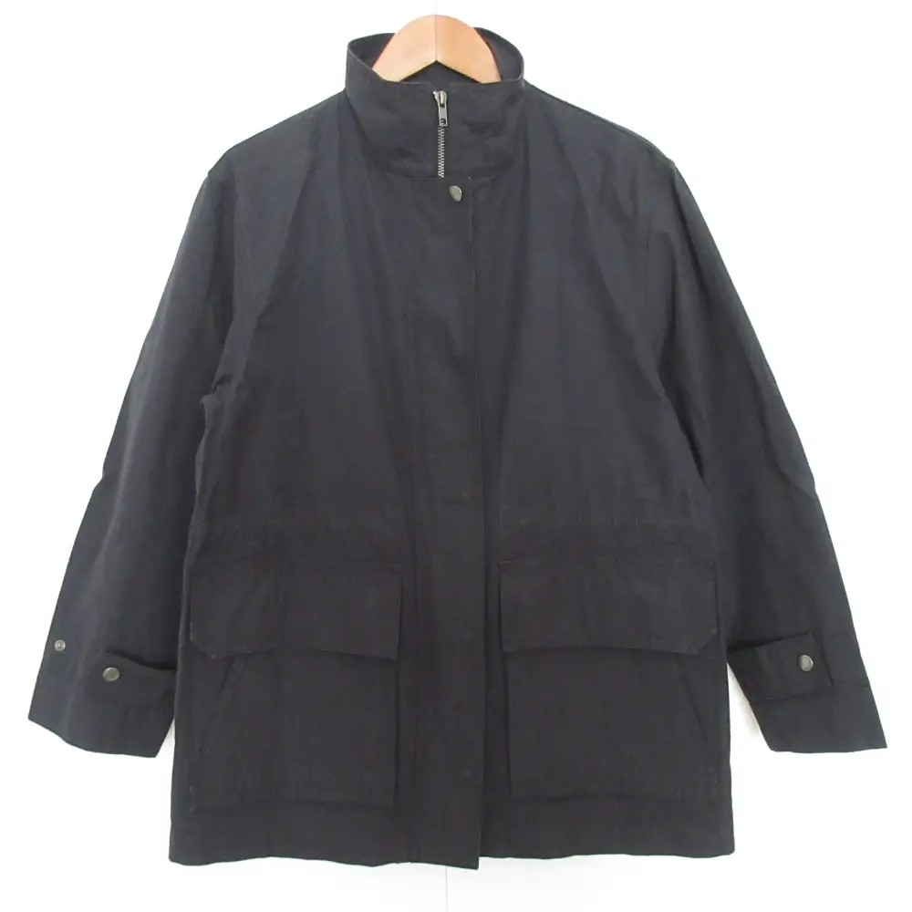 24SS MHL Margaret Howell マーガレットハウエル DENSE COTTON NYLON PLAINWEAVE スタンドカラーコート サイズ1 ブラック
