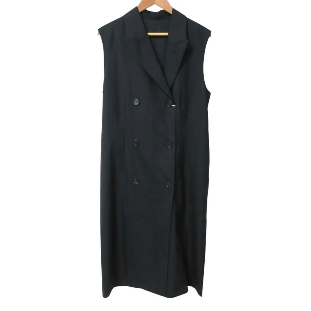 24AW MARGARET HOWELL マーガレットハウエル フォックスブラザーズ社製 SUMMER WOOL ワンピース ノースリーブコート 1 ブラック