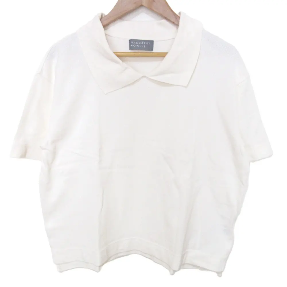24SS MARGARET HOWELL マーガレットハウエル オーガニックコットン ポロシャツ サイズ2 ホワイト