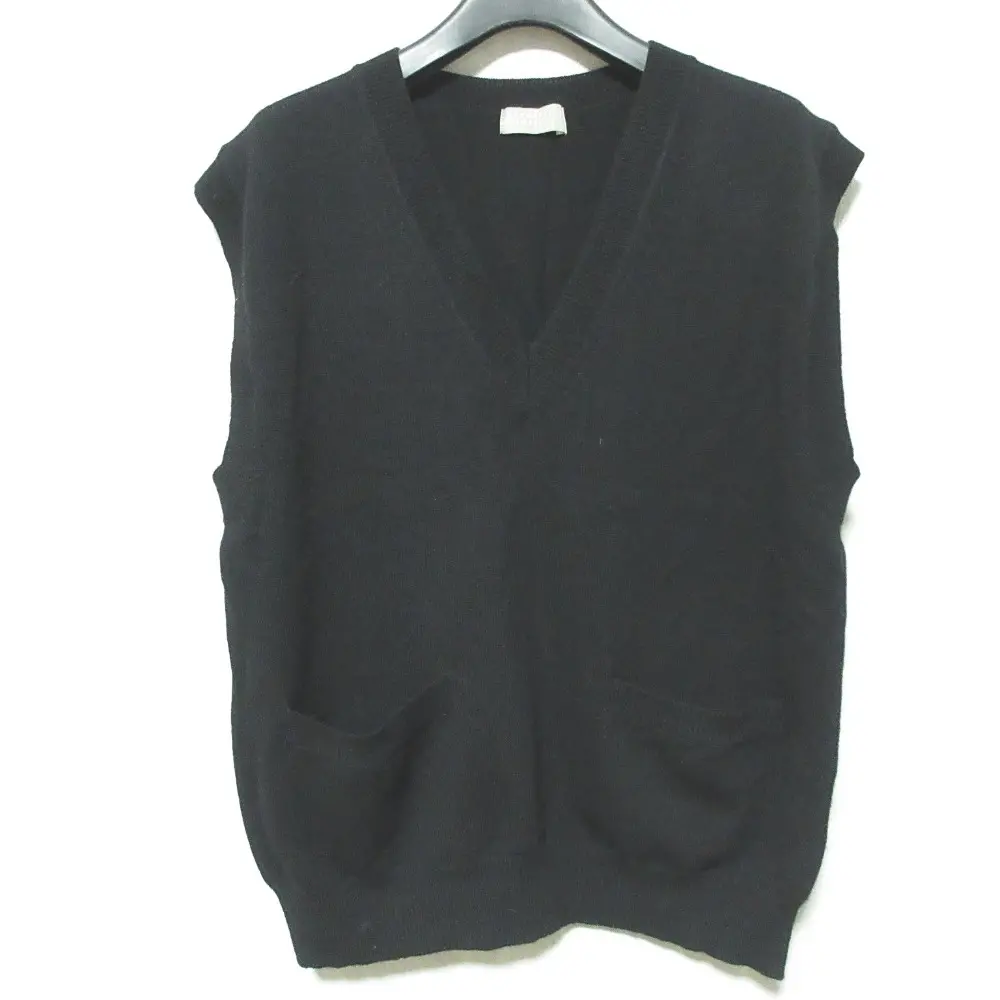 MARGARET HOWELL マーガレットハウエル カシミヤブレンド Vネック プルオーバー ニットベスト 2 ブラック