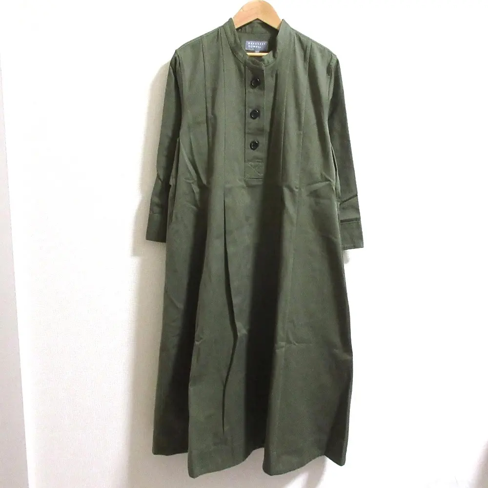 24SS MARGARET HOWELL マーガレットハウエル ORGANIC COTTON TWILL 長袖 ワンピース サイズ1 オリーブ
