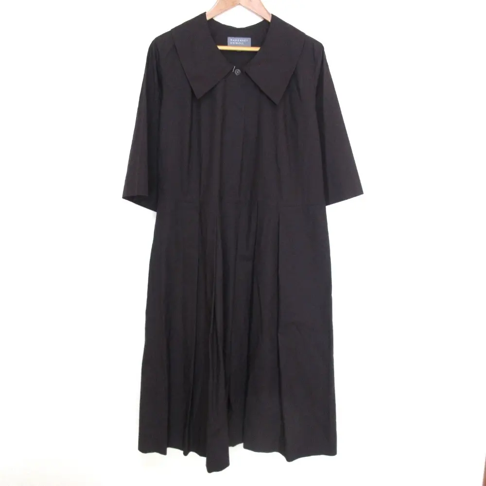 24AW MHL MARGARET HOWELL マーガレットハウエル ORGANIC COTTON SILK ハーフスリーブ ワンピース 1 ダークブラウン