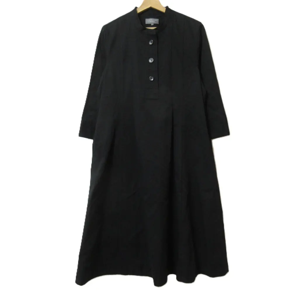 24SS MARGARET HOWELL マーガレットハウエル ORGANIC COTTON TWILL カラーレスドレス ワンピース 578-4158001 サイズ1 ブラック