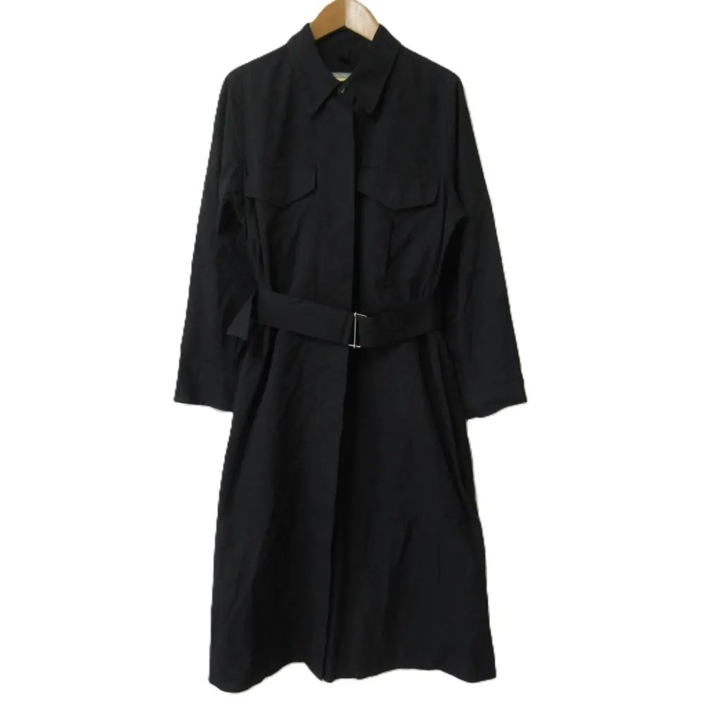 22SS MARGARET HOWELL マーガレットハウエルMATT COTTON TWILL ベルト付き 長袖 ワンピース 578-2158001 サイズ1 ブラック