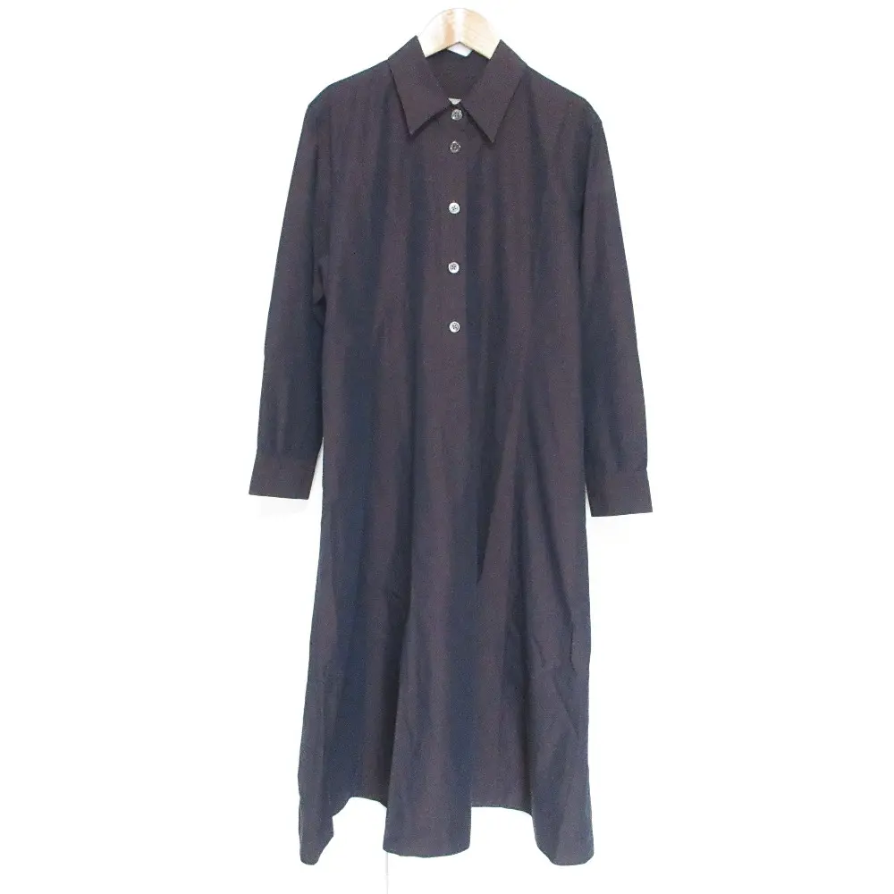 21AW MARGARET HOWELL マーガレットハウエル 長袖 ロング フレア シャンブレーシャツワンピース 1 パープル