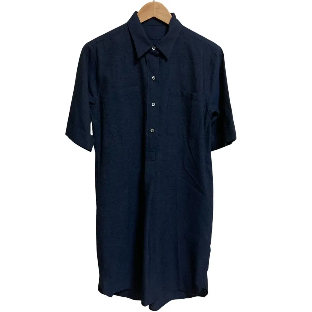 MARGARET HOWELL マーガレットハウエル フォックスブラザーズ 別注 ウール ひざ丈 シャツワンピース サイズ2 ネイビー