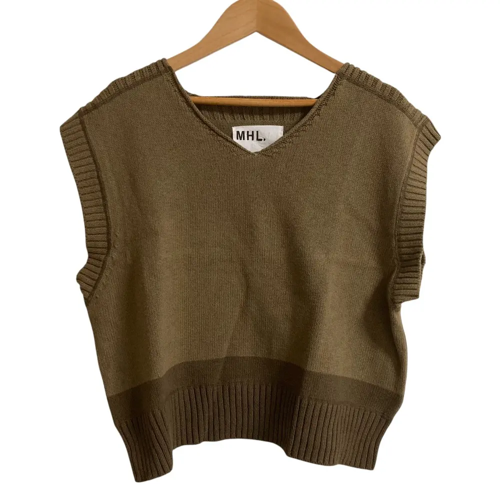 22SS MHL MARGARET HOWELL マーガレットハウエル COTTON LINEN SLUB ニットベスト 2 カーキ