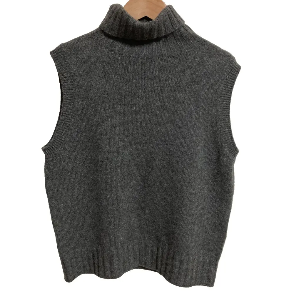 MARGARET HOWELL マーガレットハウエル カシミヤ100％ ハイネック ノースリーブニットセーター ベスト サイズ2 グレー
