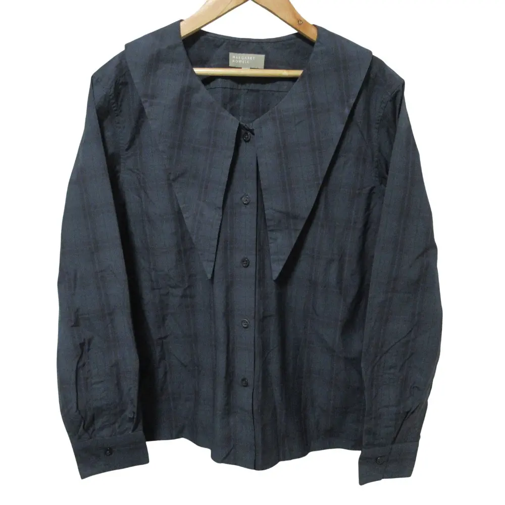 MARGARET HOWELL マーガレットハウエル ブラックウォッチ ネッカチーフ ブラウスシャツ 2 ネイビー