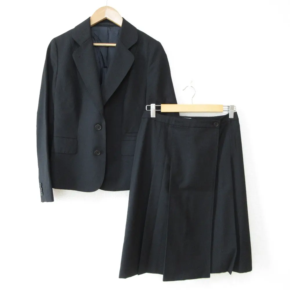 MARGARET HOWELL マーガレットハウエル シングル ジャケット ひざ丈 スカート スーツ セットアップ 2 ブラック