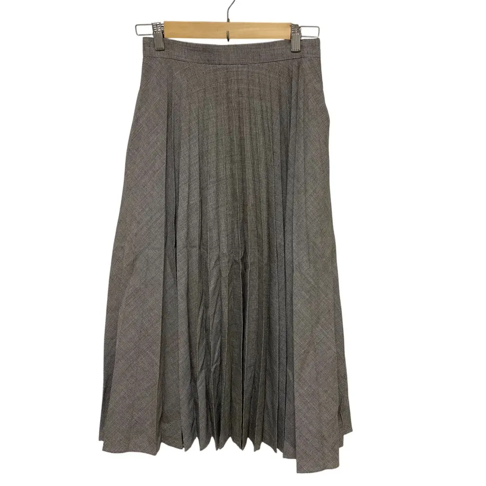 MARGARET HOWELL マーガレットハウエル 千鳥格子 リネンウール ロング プリーツスカート サイズ２ グレー系