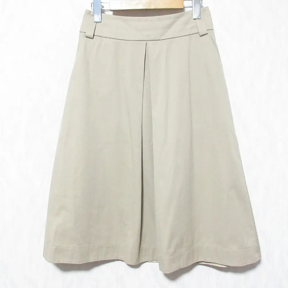 MARGARET HOWELL マーガレットハウエル フロントタック ミディ丈 チノスカート 1  ベージュ