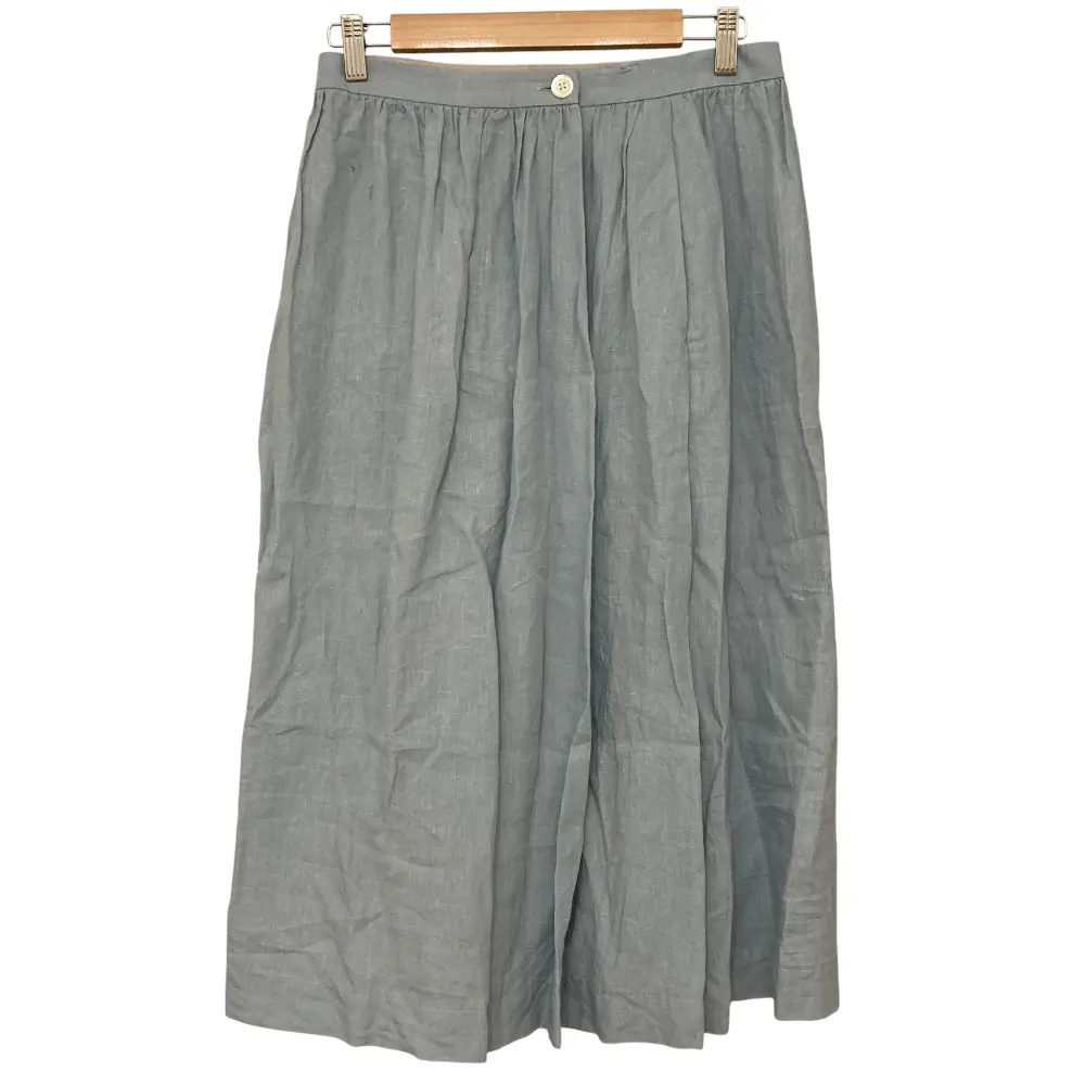 MARGARET HOWELL マーガレットハウエル リネン ミモレ丈 ギャザースカート 3 ライトブルー