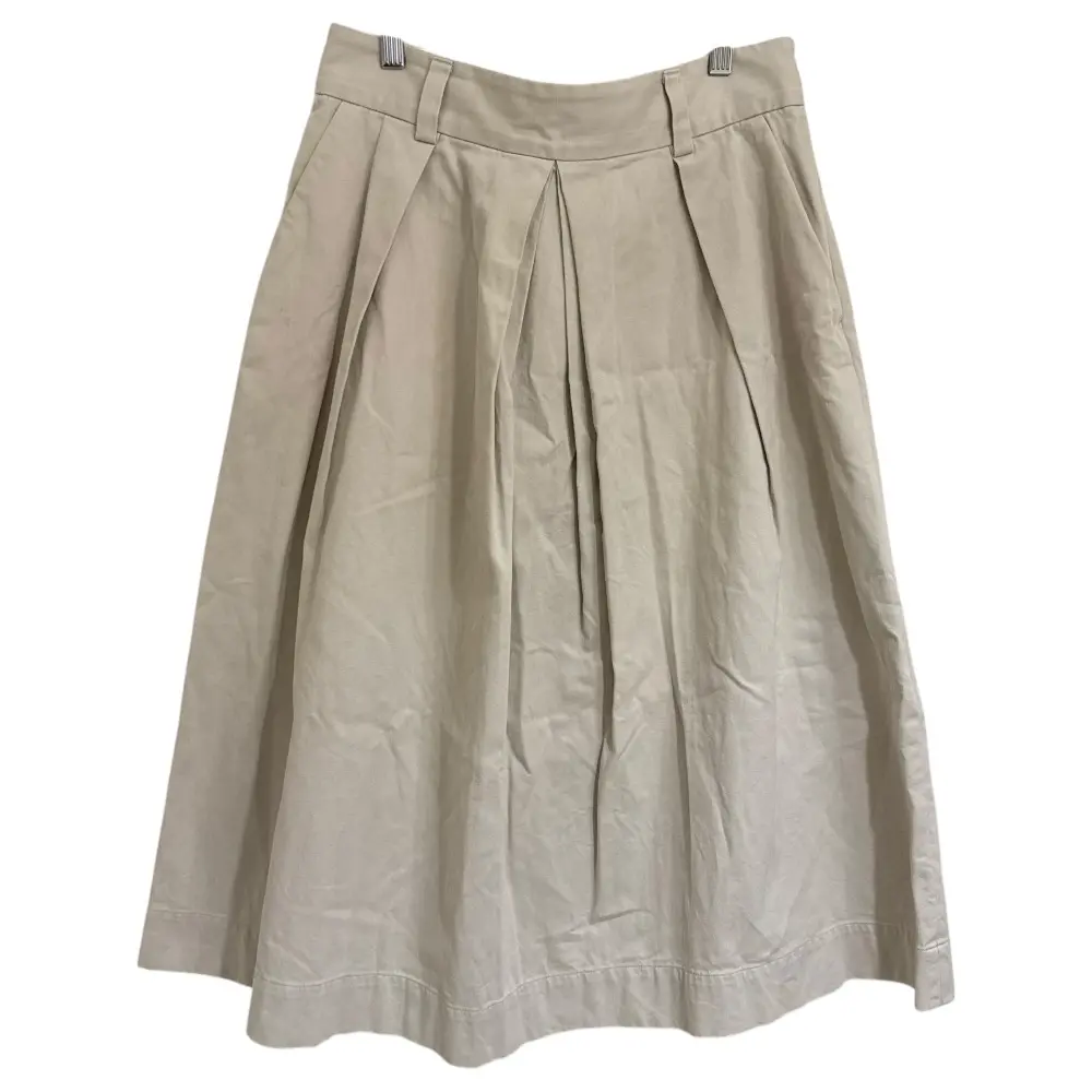 MARGARET HOWELL マーガレットハウエル COTTON TWILL コットンツイル ミモレ丈 タック スカート 3 ライトベージュ