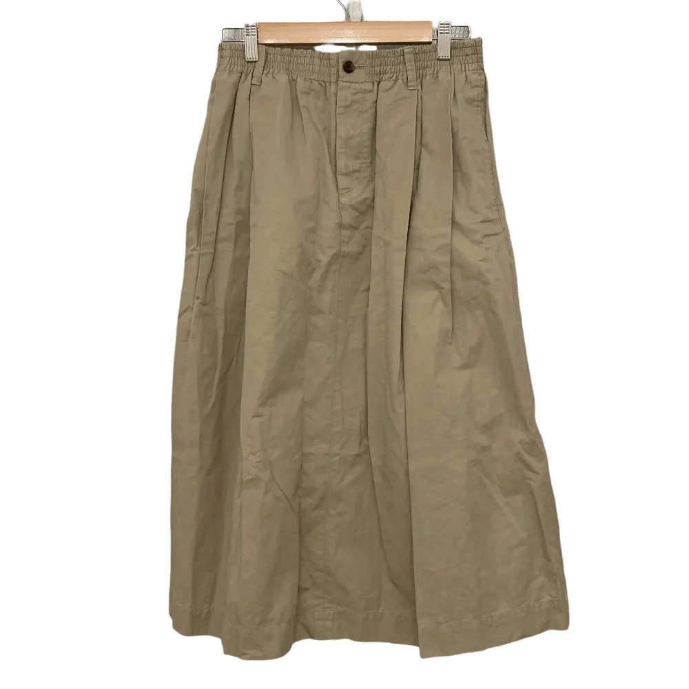 MARGARET HOWELL マーガレットハウエル コットンリネン ミモレ丈 ロング イージー タックスカート 2 ベージュ