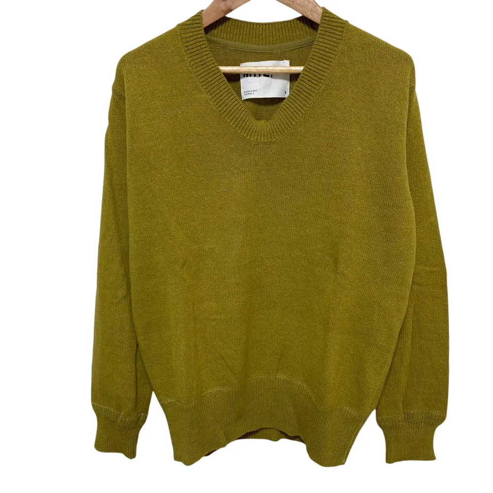 MHL MARGARET HOWELL マーガレットハウエル リネンコットン ニット セーター サイズ2 カーキ グリーン
