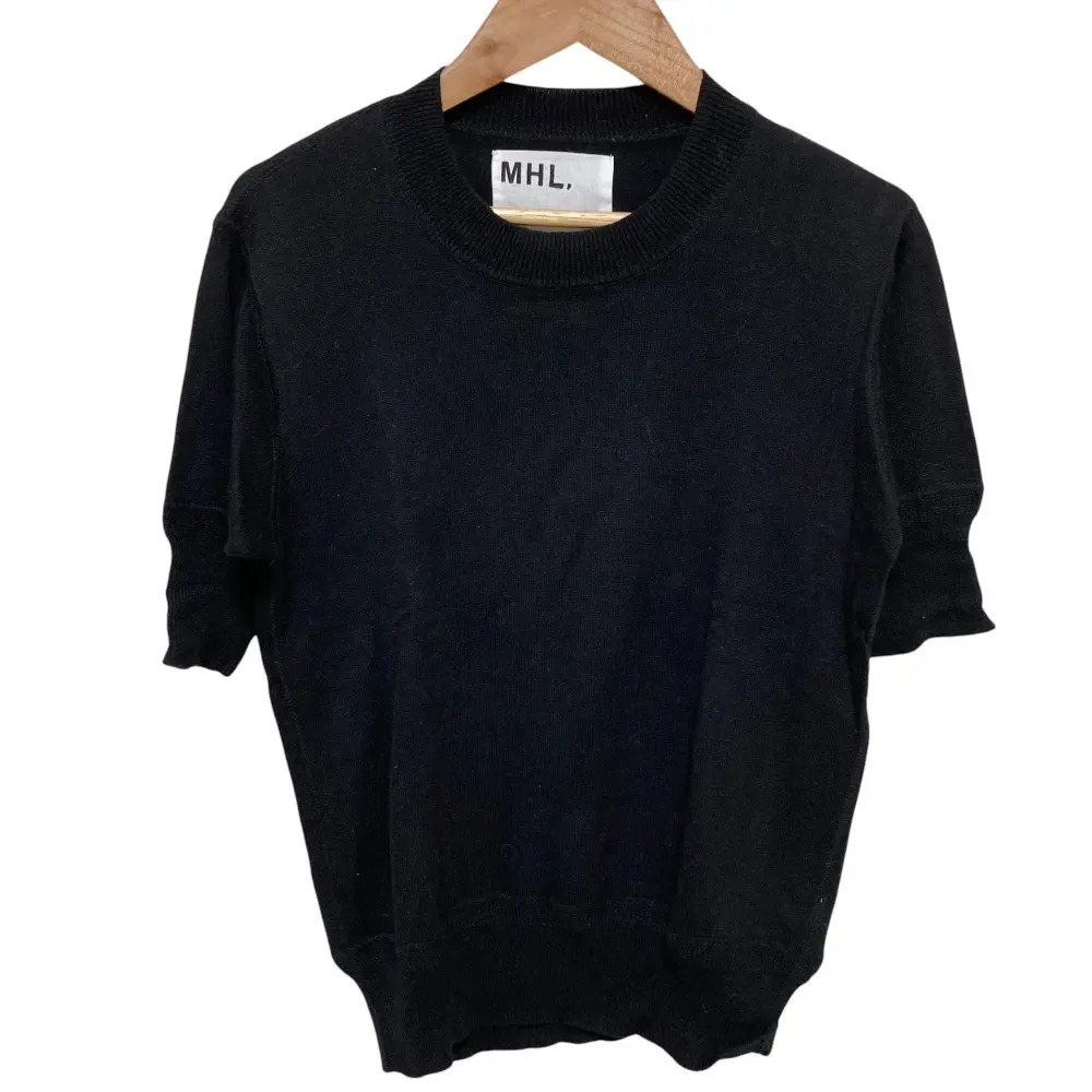 MHL MARGARET HOWELL マーガレットハウエル クルーネック ショートスリーブ コットンリネン カットソー サイズ2 ブラック
