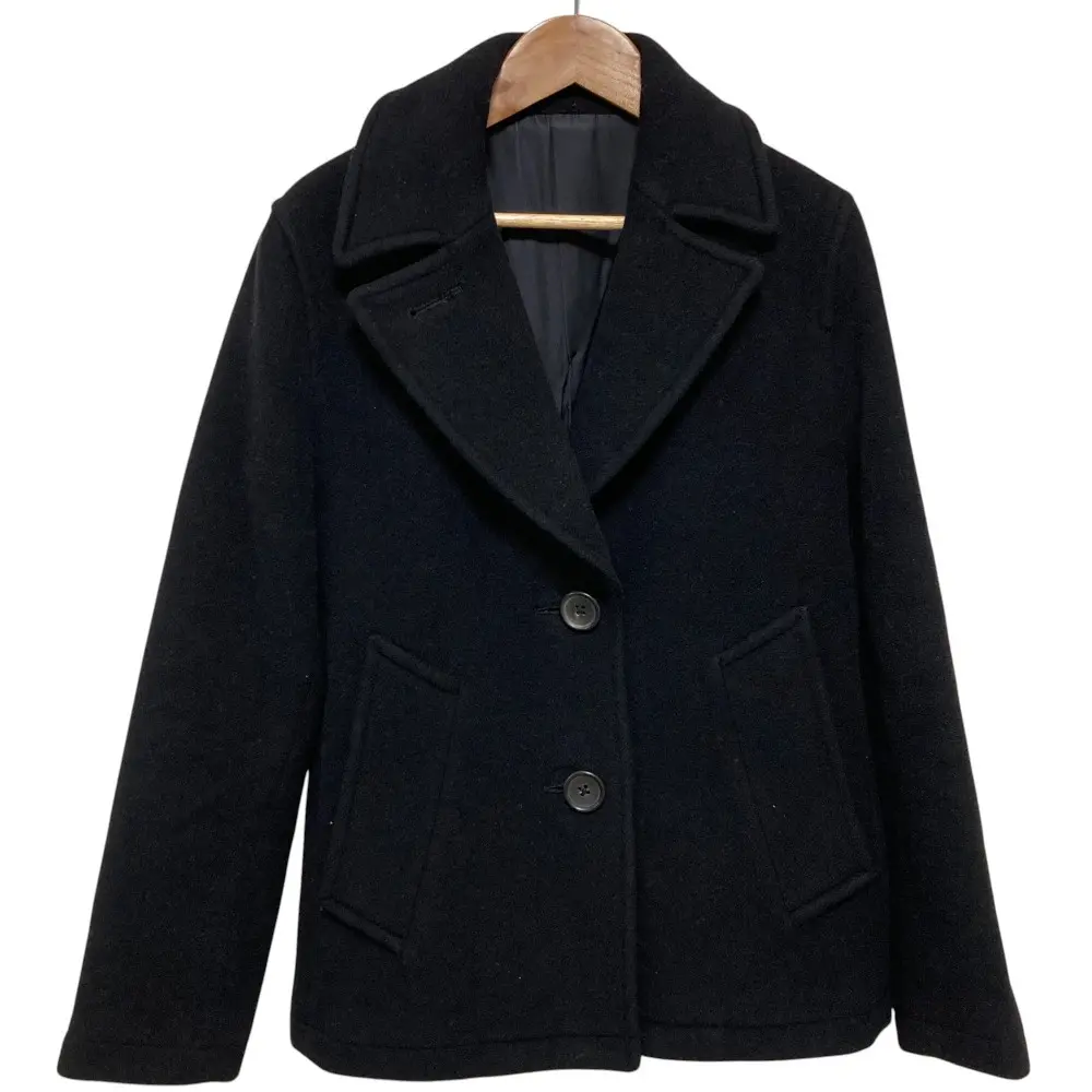 MARGARET HOWELL マーガレットハウエル カシミヤブレンド シングル Pコート ピーコート ジャケット サイズ2 ブラック