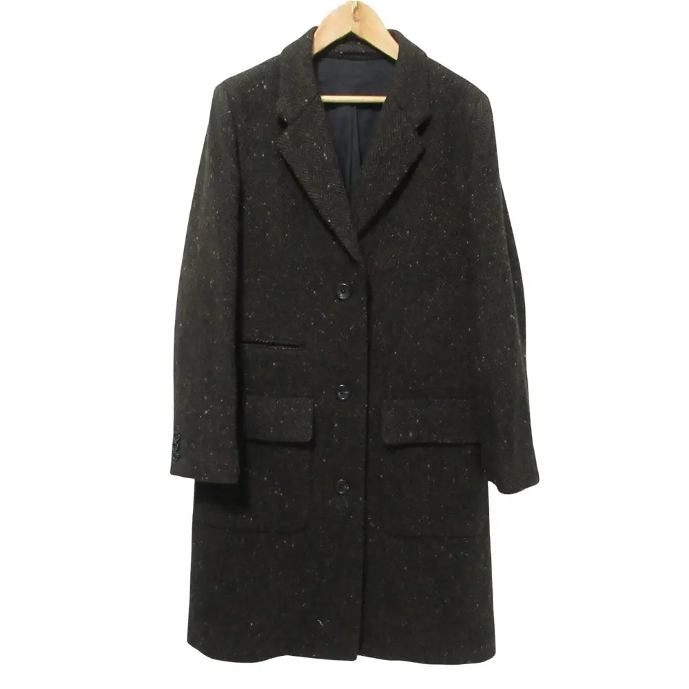 MARGARET HOWELL マーガレットハウエル ヘリンボーン ミックスウール チェスターコート サイズ2 オリーブ ブラック