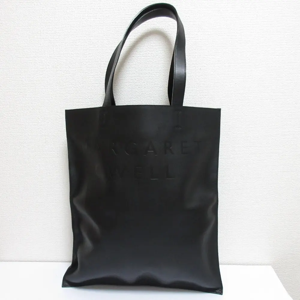 MARGARET HOWELL マーガレットハウエル ロゴ レザートートバッグ ブラック