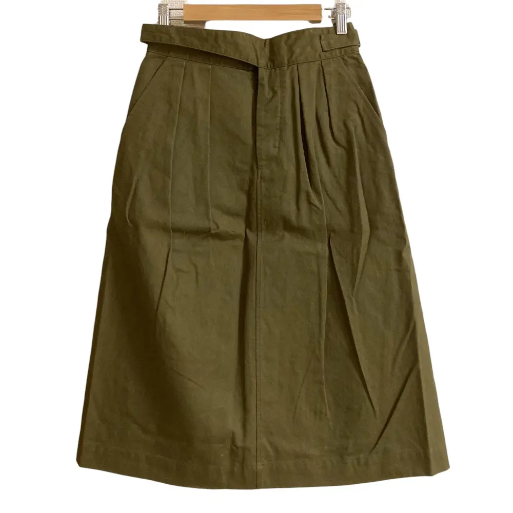 MHL マーガレットハウエル コットンツイル ツータックスカート サイズ1 オリーブグリーン