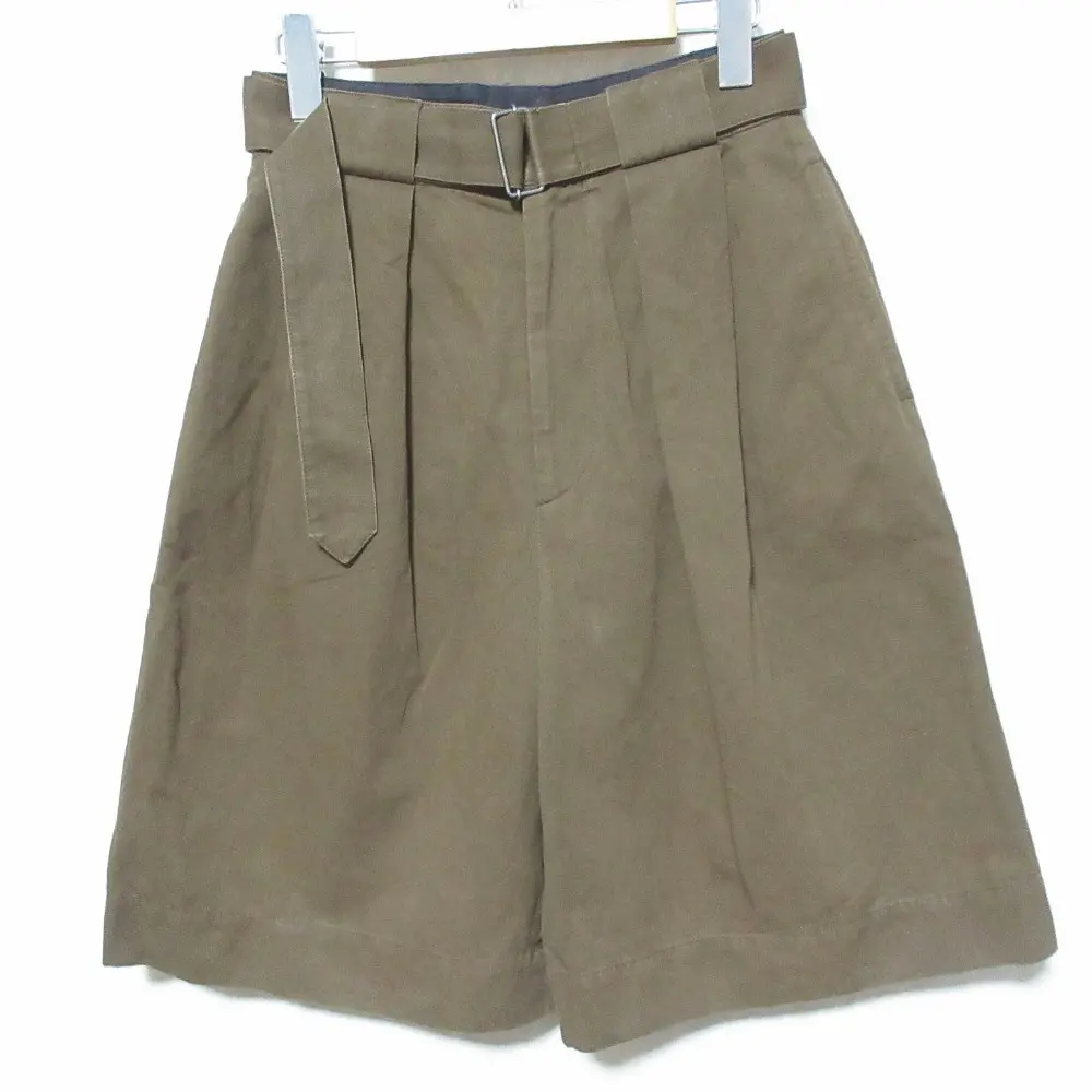 23SS MARGARET HOWELL マーガレットハウエル DRY COTTON LINEN TROUSERS ショートパンツ 578-3141001 1 ブラウン