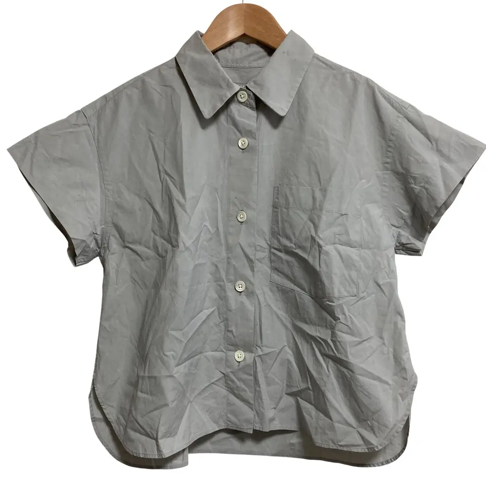23SS MARGARET HOWELL マーガレットハウエル COTTON POPLIN ショートスリーブシャツ 578-3152005 サイズI グレー