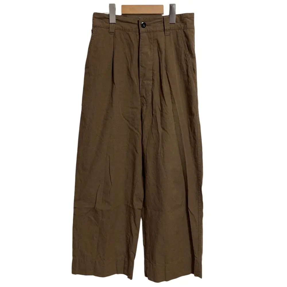 MHL. マーガレットハウエル 25SS OVERDYE MELANGE COTTON LINEN パンツ 595-5140504 サイズ1 ブラウン