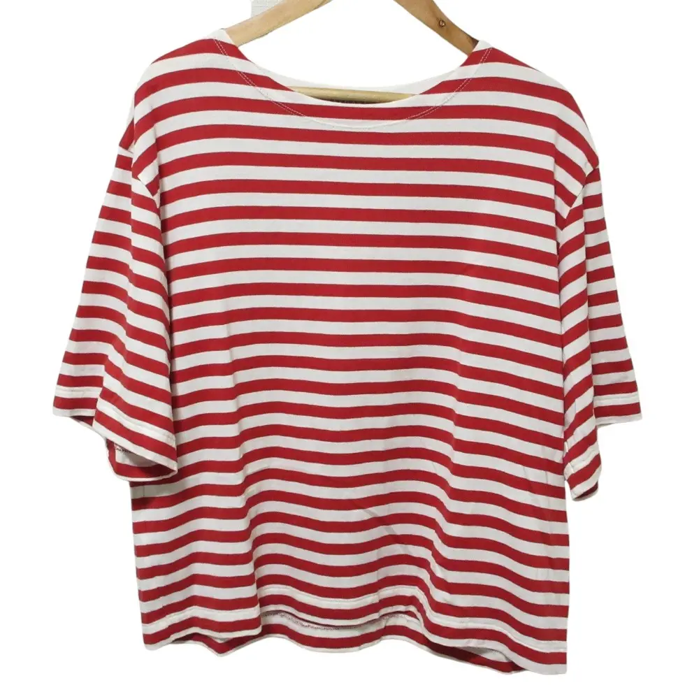 25SS MARGARET HOWELL マーガレットハウエル EVEN STRIPE ボーダー 半袖 カットソー 2 レッド ホワイト