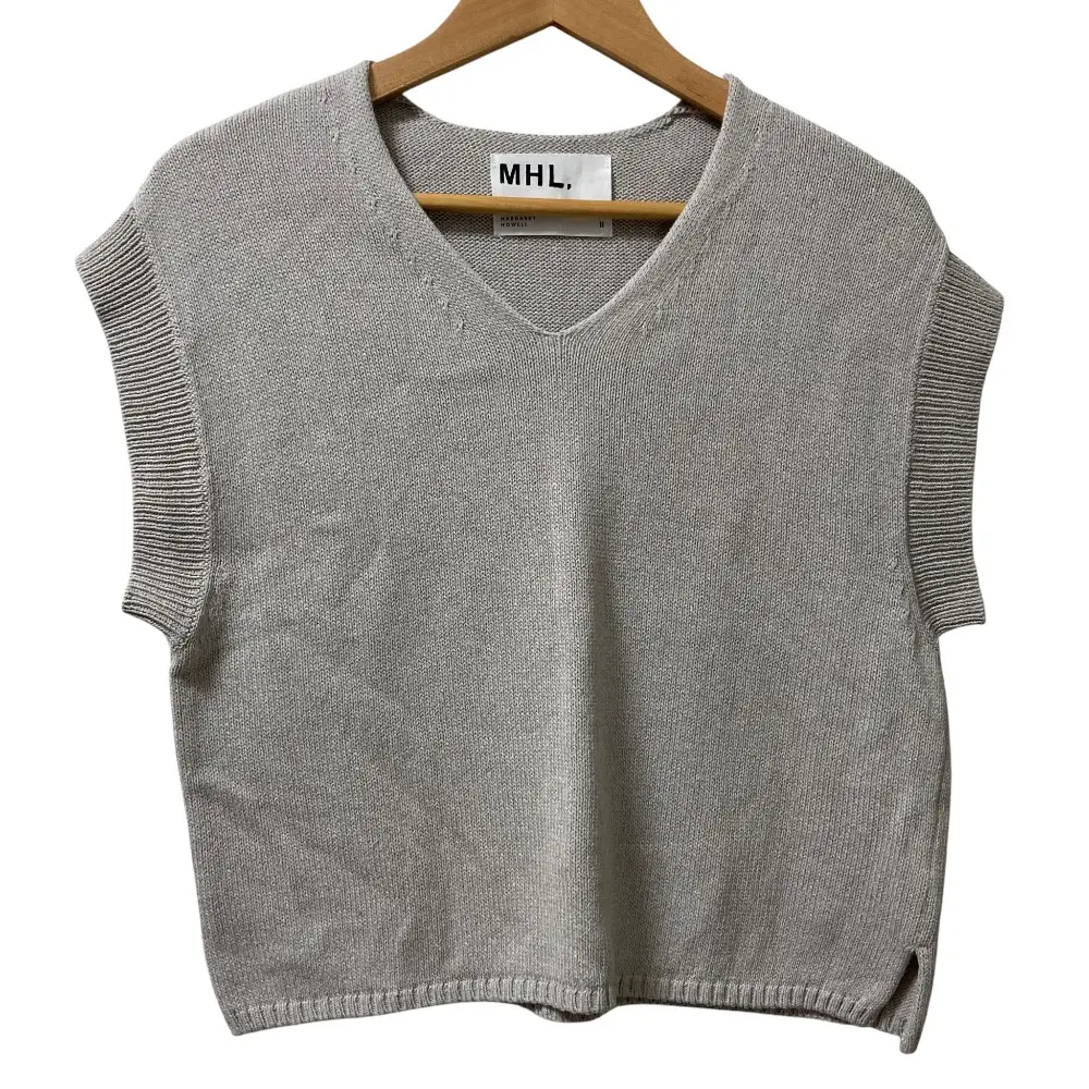 25SS MHL. MARGARET HOWELL マーガレットハウエル WA-SHI COTTON KNIT VEST ニット ベスト サイズ2 グレー