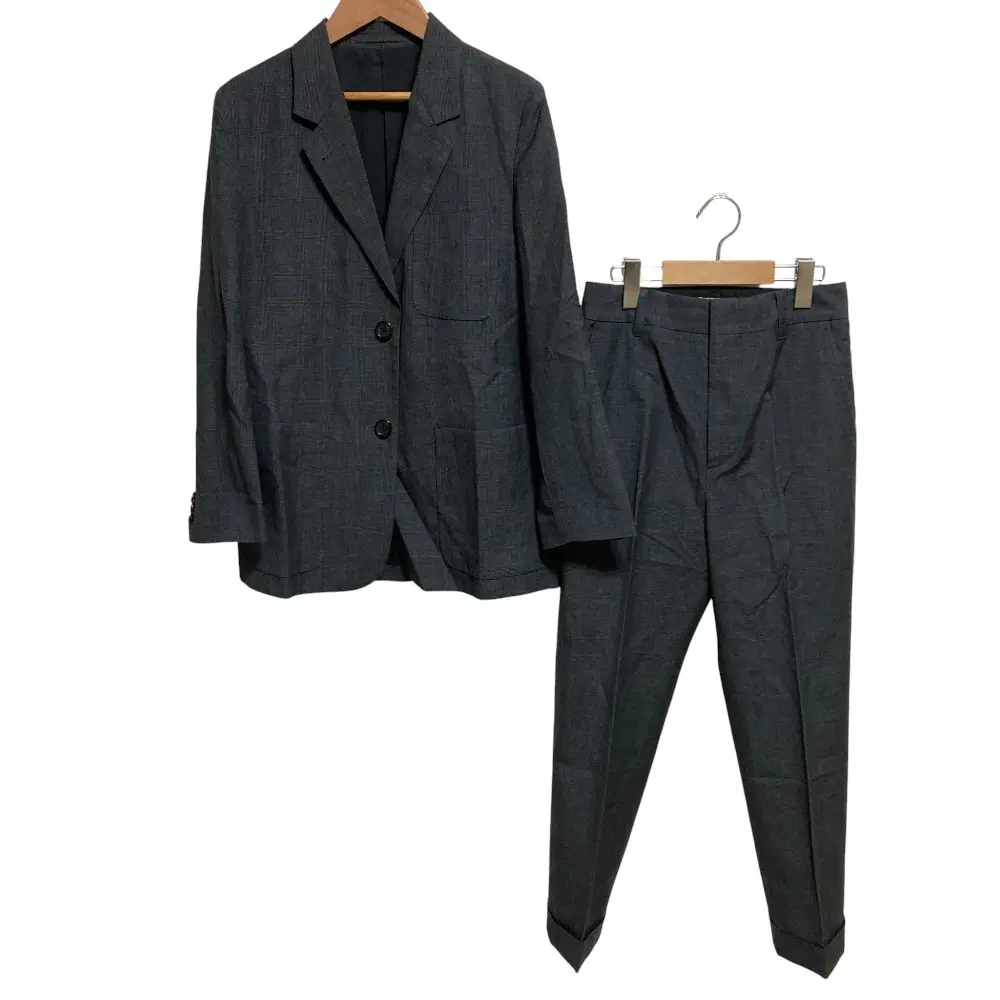 MARGARET HOWELL マーガレットハウエル グレンチェック テーラードジャケット パンツ スーツ セットアップ サイズ1 グレー