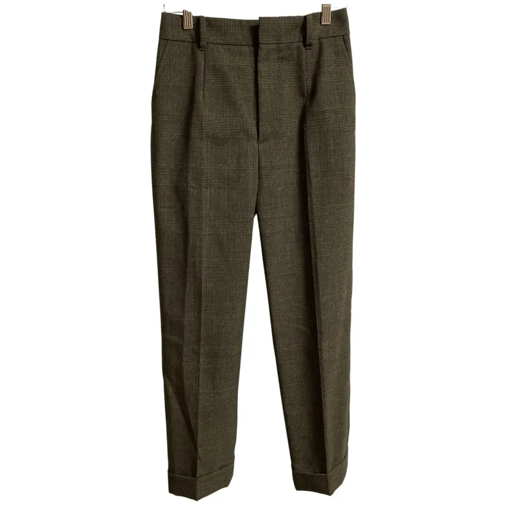 MARGARET HOWELL マーガレットハウエル フォックスブラザーズ コラボ グレンチェック パンツ スラックス サイズ1 カーキ グレー