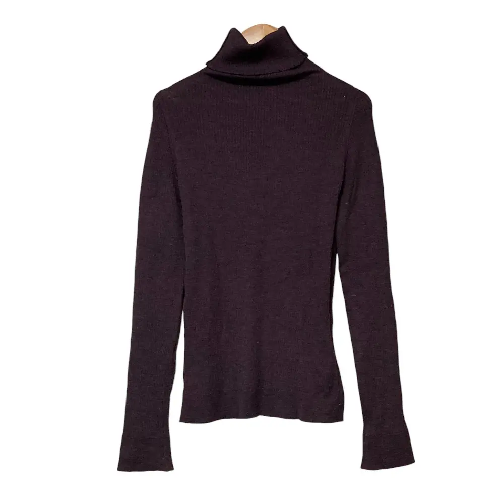MARGARET HOWELL マーガレットハウエル ジョンスメドレーコラボ タートルネック ウール リブニットセーター サイズ2 パープル
