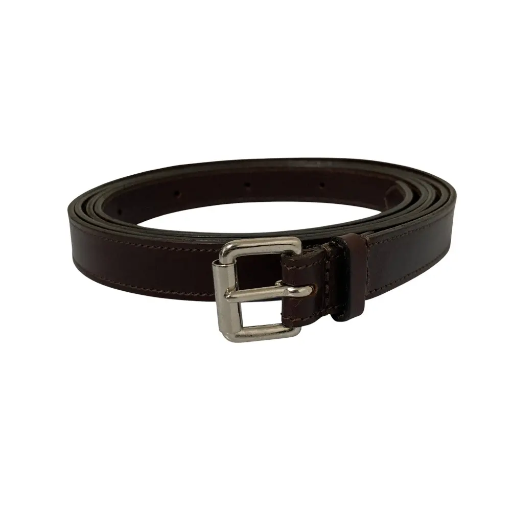 MARGARET HOWELL マーガレットハウエル レザー ピンバックル 二重巻き ナローベルト Sサイズ ブラウン