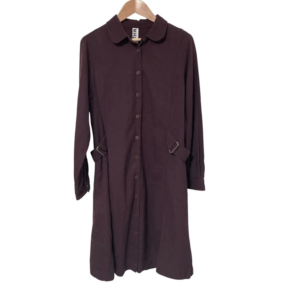 MARGARET HOWELL MHL マーガレットハウエル ウエストベルト 長袖 シャツワンピース 1サイズ ブラウン