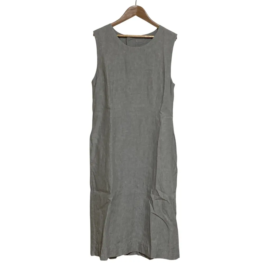 25SS MARGARET HOWELL マーガレットハウエル YARN DYED LINEN ノースリーブ ロングワンピース サイズ1 グレー