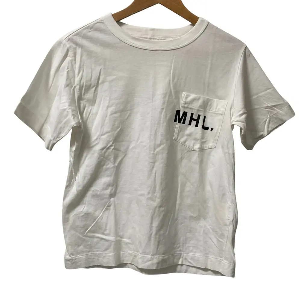 MHL. MARGARET HOWELL マーガレットハウエル ポケット ロゴプリント Tシャツ サイズS ホワイト