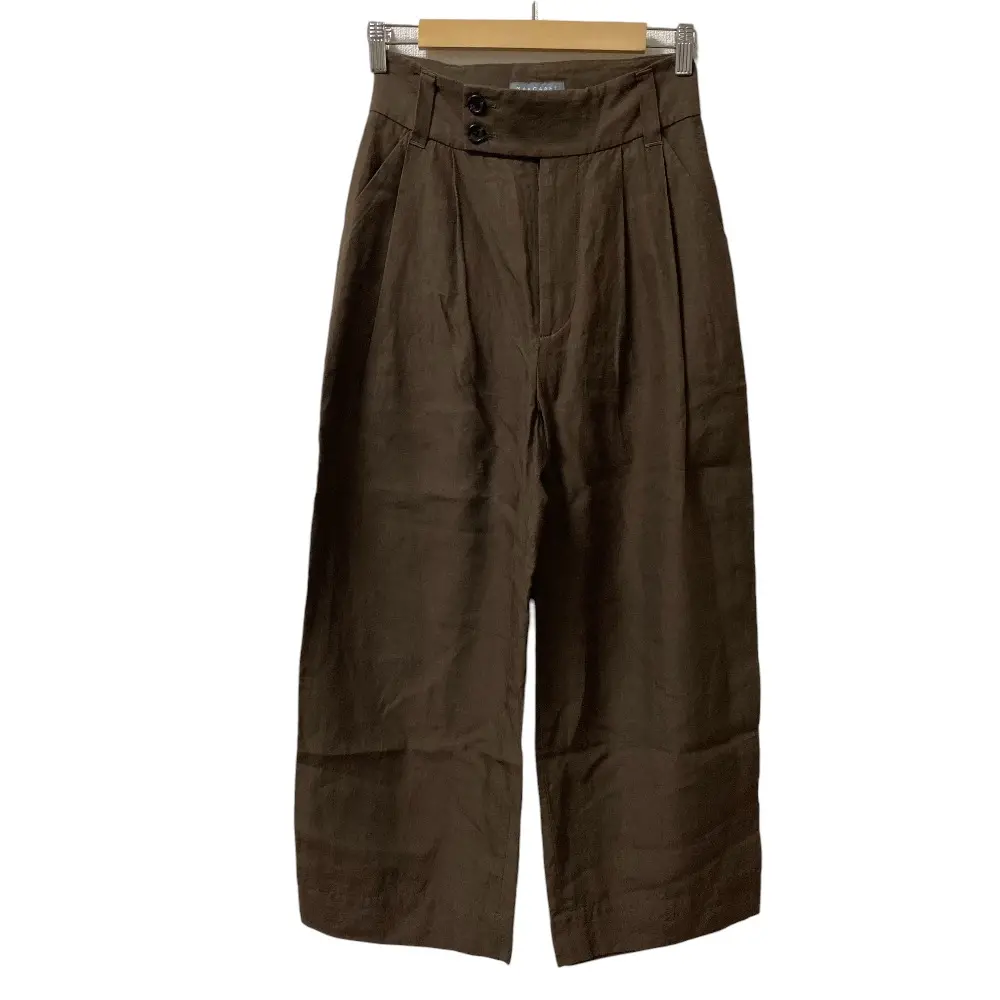 24SS MHL. MARGARET HOWELL マーガレットハウエル DENSE FINE LINEN POPLIN トラウザーパンツ サイズ0 ブラウン