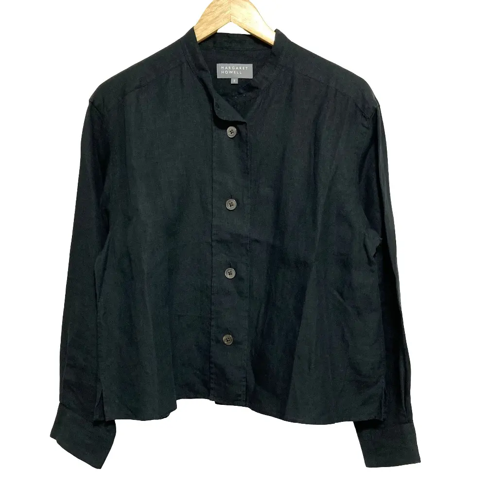 24SS MARGARET HOWELL マーガレットハウエル SHIRTING LINEN リネンシャツ 578-4153013 サイズ2 グリーン
