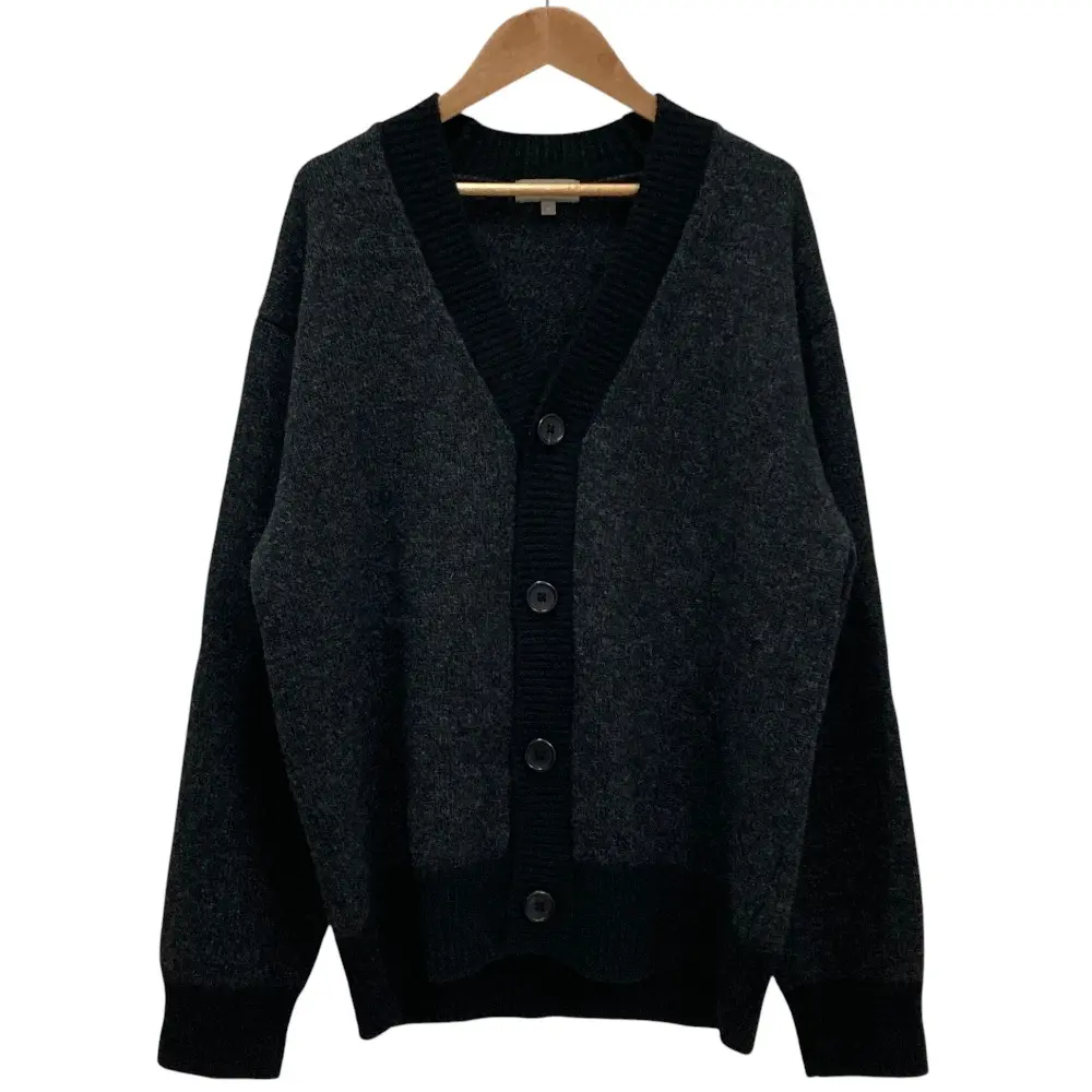 MARGARET HOWELL マーガレットハウエル SHETLAND CASHMERE バイカラー カーディガン M グレー ブラック