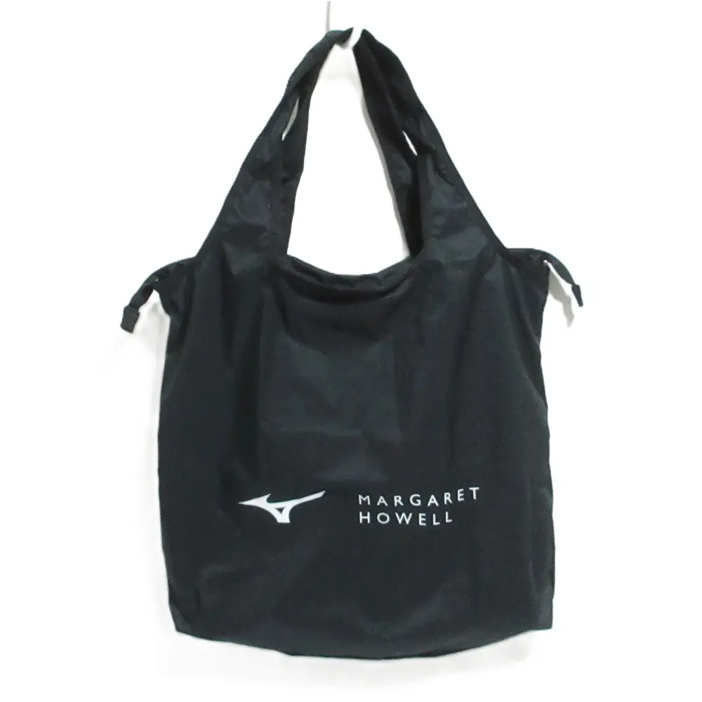 23SS MARGARET HOWELL マーガレットハウエル ミズノ コラボ SUPER LIGHT WEIGHT NYLON POPLIN BAG ロゴ トートバッグ ブラック