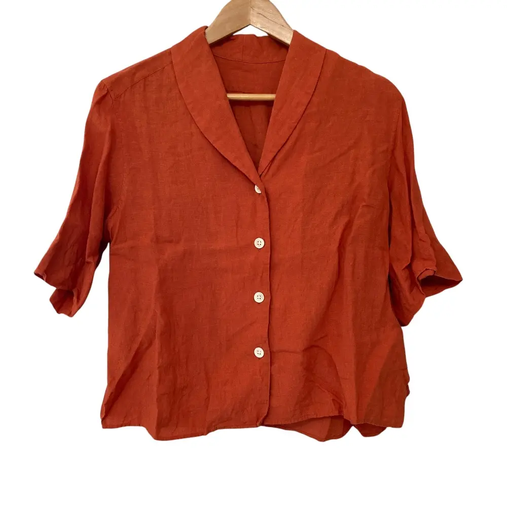 MARGARET HOWELL マーガレットハウエル SOFT LINEN リネン ショールカラー シャツ ブラウス サイズ1 オレンジ
