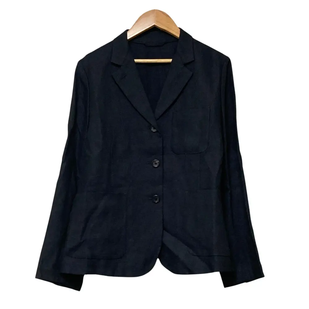 MARGARET HOWELL マーガレットハウエル LINEN HOPSAK シングル テーラードジャケット サイズ3 ブラック