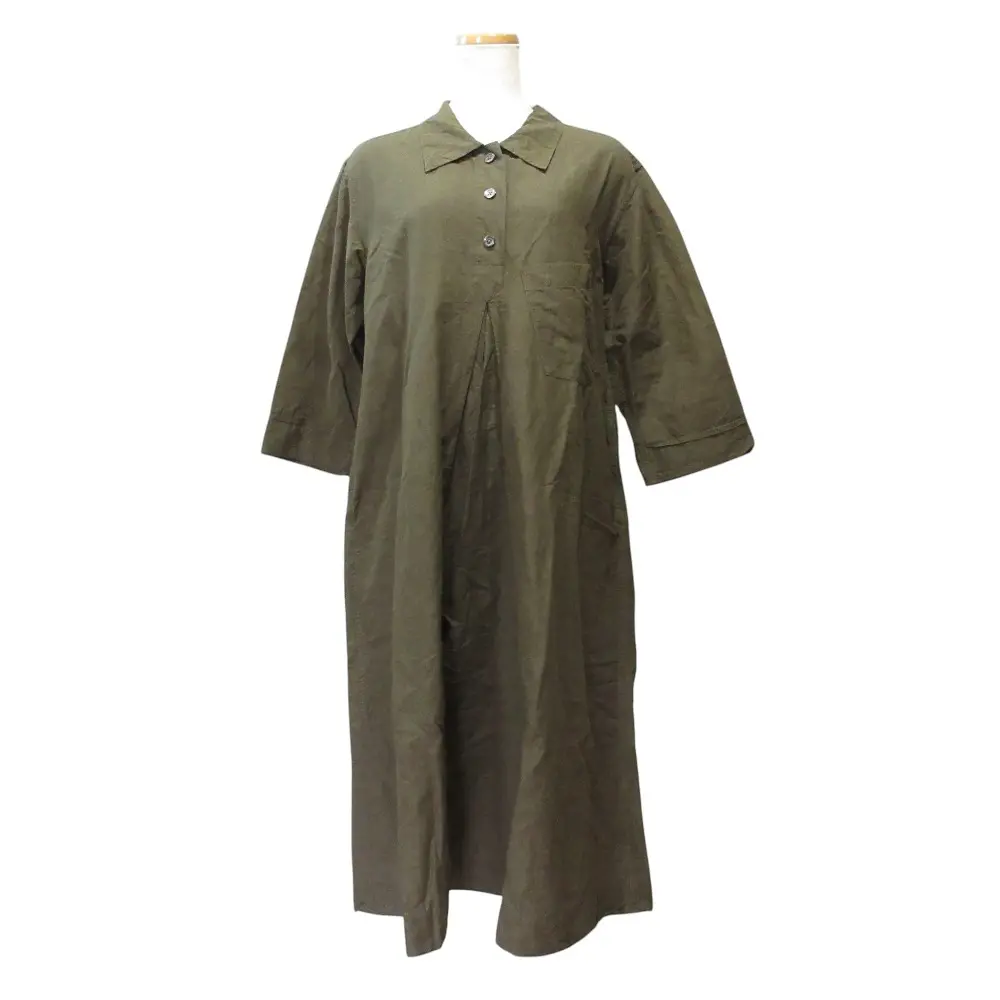 MARGARET HOWELL マーガレットハウエル FINE PLAINWEAVE COTTON LINEN ワンピース 2 カーキ