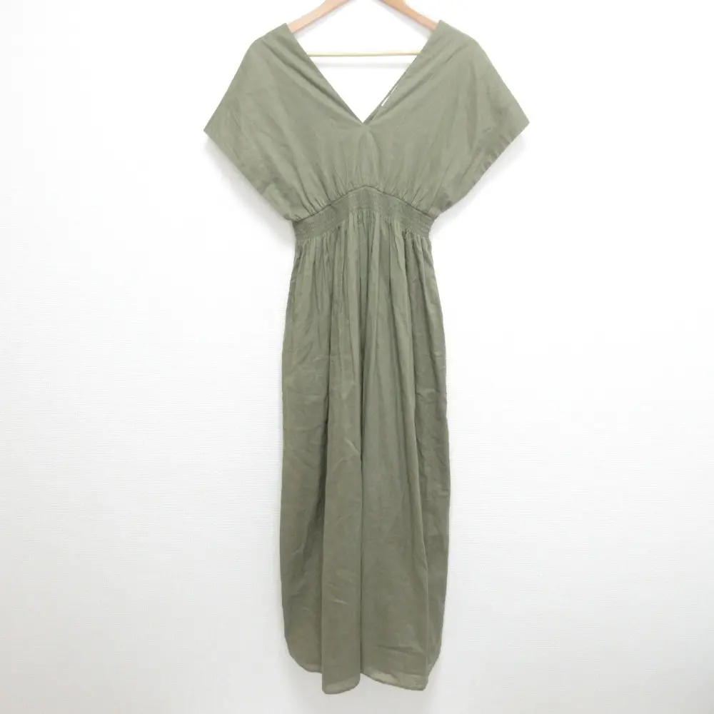 MARIHA マリハ 夏の光のドレス フレンチスリーブ ロングワンピース サイズ36 カーキ