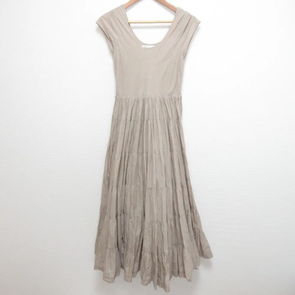 MARIHA マリハ 草原の虹のドレス ロングフレアワンピース サイズ36 グレージュ