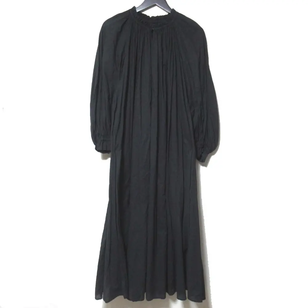 MARIHA マリハ Demi-Luxe BEAMS別注 春の花のドレス 長袖 ロングスリーブ ロング丈 マキシ丈 ギャザー ワンピース 36サイズ ブラック